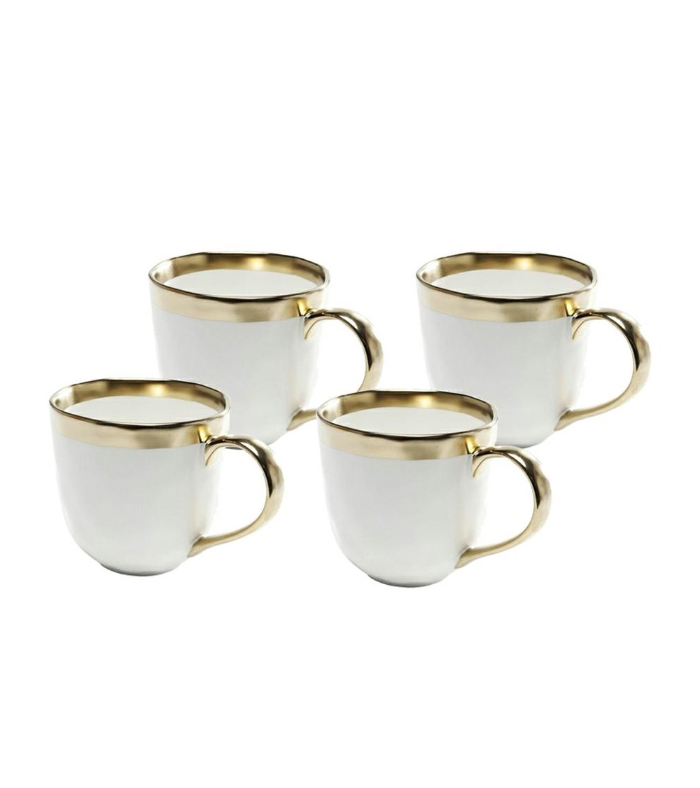 KARE komplet 4 kubków BELL biało-złoty