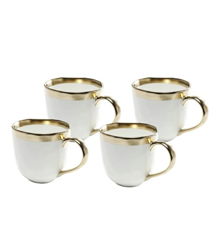 KARE komplet 4 kubków BELL biało-złoty