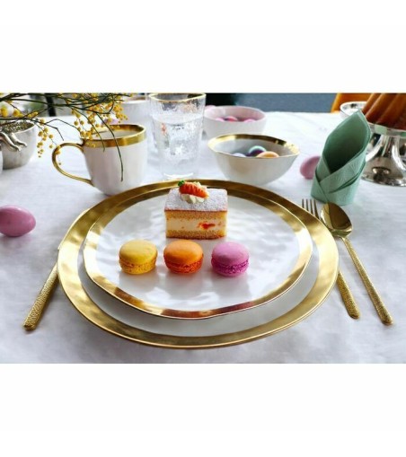 KARE komplet 4 kubków BELL biało-złoty