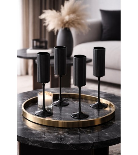 Komplet 4 kieliszków do szampana SHP      CURLY czarny