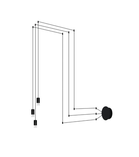 MOOSEE lampa ścienna FLUSSO WALL 3        czarna