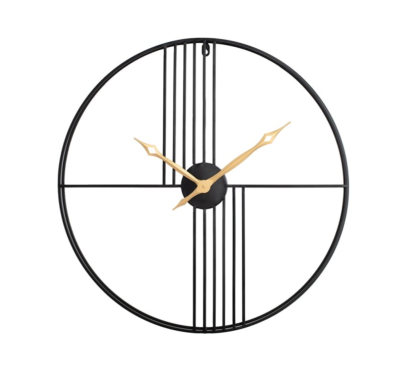 KARE zegar STRINGS 60 czarno-złoty