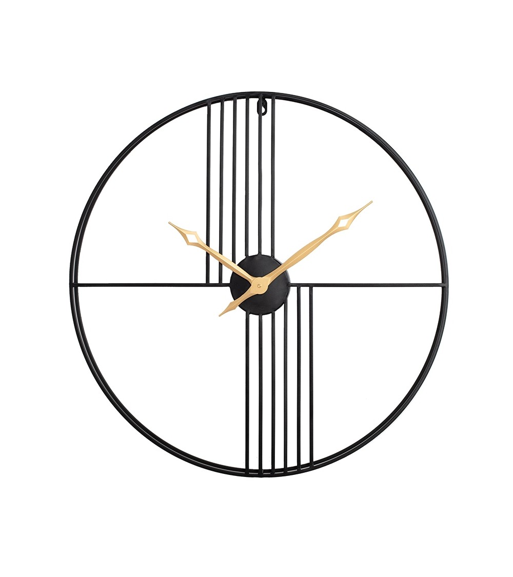 KARE zegar STRINGS 60 czarno-złoty