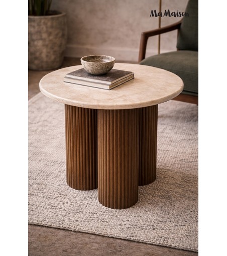 MaMaison stolik RAGNO 50 marmur / drewno
