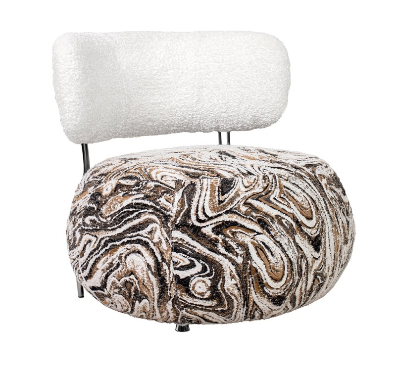 Fotel LOW TEDDY beżowy melanż - stal