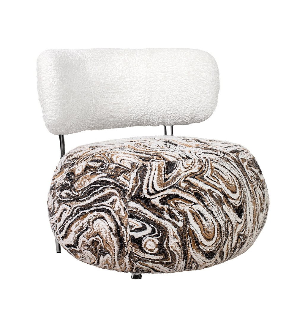 Fotel LOW TEDDY beżowy melanż - stal