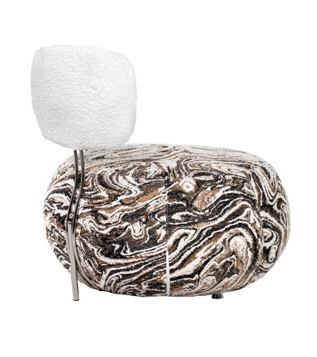 Fotel LOW TEDDY beżowy melanż - stal