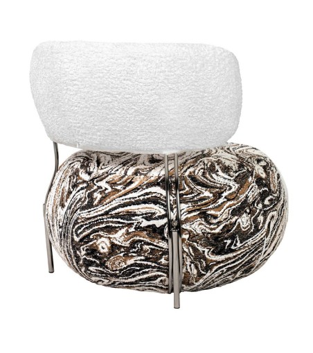 Fotel LOW TEDDY beżowy melanż - stal