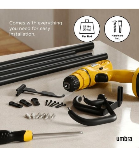 UMBRA karnisz TWILIGHT DOUBLE 76 - 213    cm czarny mat