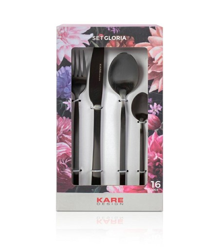 KARE zestaw sztućców GLORIA MATT BLACK    16 szt.