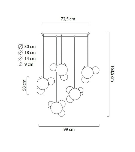 MOOSEE lampa wisząca CAPRI LINE 5 złota