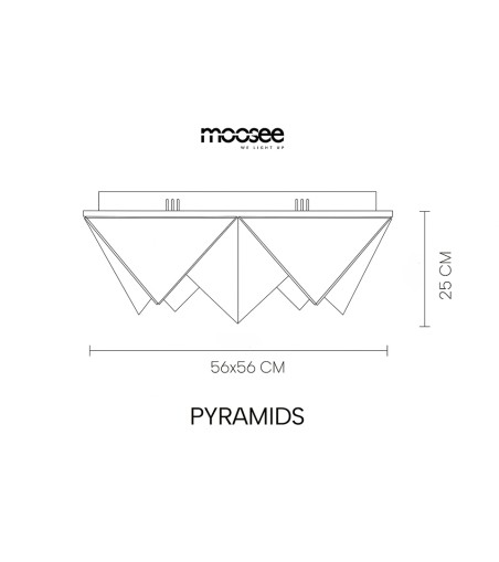 MOOSEE lampa sufitowa / plafon PYRAMIDS   złota