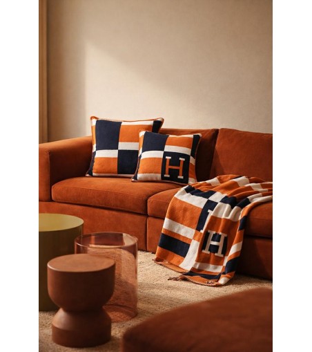 Poduszka dekoracyjna SHP PARIS HOME       granatowa / pomarańczowa