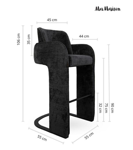 MaMaison krzesło barowe BORA czarne