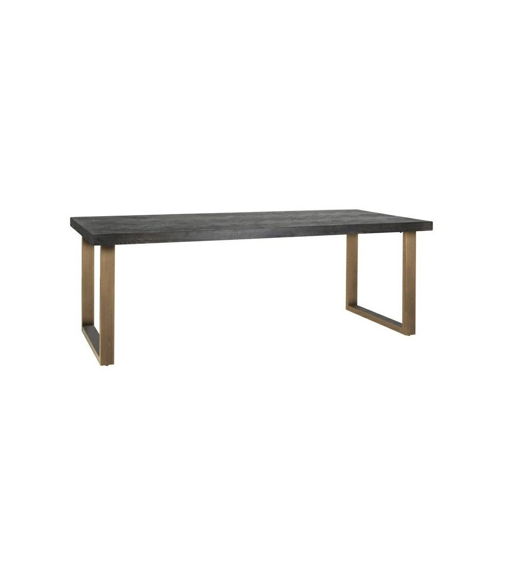 RICHMOND stół jadalniany BLACKBONE BRASS - 180, fornir dębowy, mosiądz, metal