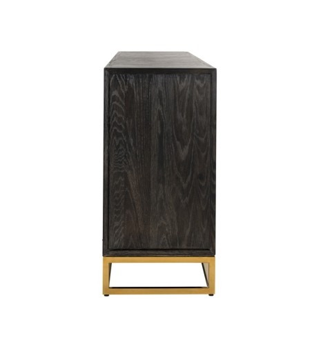 RICHMOND komoda BLACKBONE GOLD - 4 drzwiowa, 3 otwarte półki