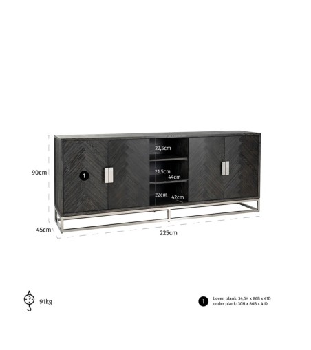 RICHMOND komoda BLACKBONE SILVER - 4 drzwiowa