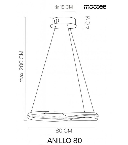 MOOSEE lampa wisząca ANILLO 80 czarny     chrom