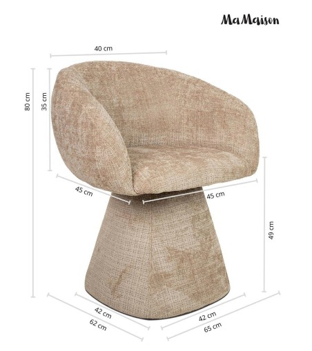MaMaison krzesło obrotowe PEDRA beżowe