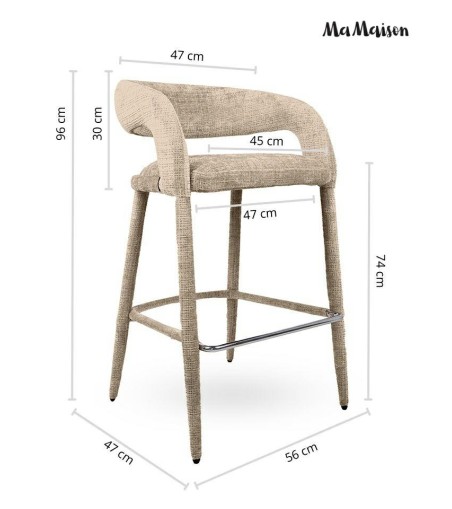 MaMaison krzesło barowe IRIS beżowe