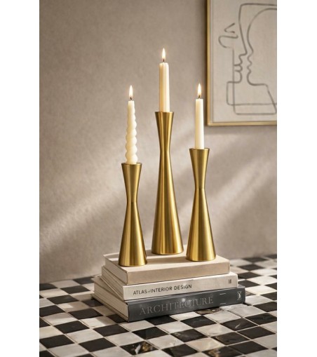 Zestaw 3 świeczników SHP TRIO złoty