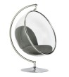 Fotel BUBBLE STAND poduszka szara - podstawa chrom, korpus akryl, poduszka wełna