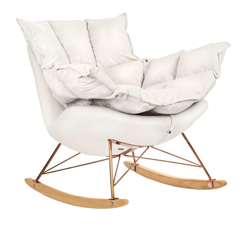 Fotel bujany SWING VELVET beżowy