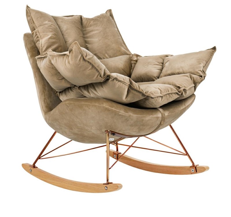 Fotel bujany SWING VELVET khaki