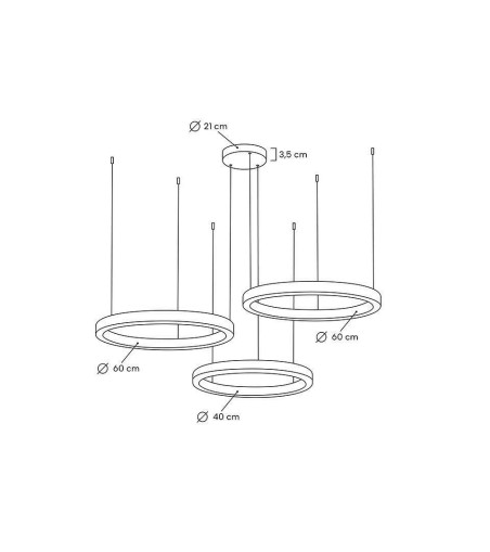 MOOSEE lampa wisząca RING 40 + 60 + 60    złota na jednej podsufitce