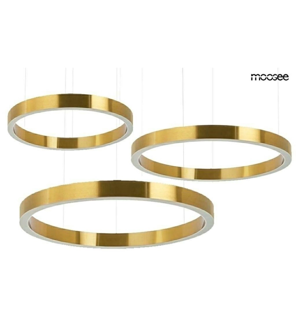 MOOSEE lampa wisząca RING 60 + 80 + 100   złota na jednej podsufitce