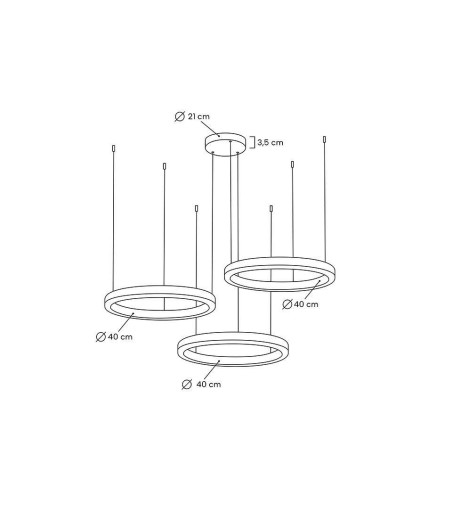 MOOSEE lampa wisząca RING 40 + 40 + 40    złota na jednej podsufitce