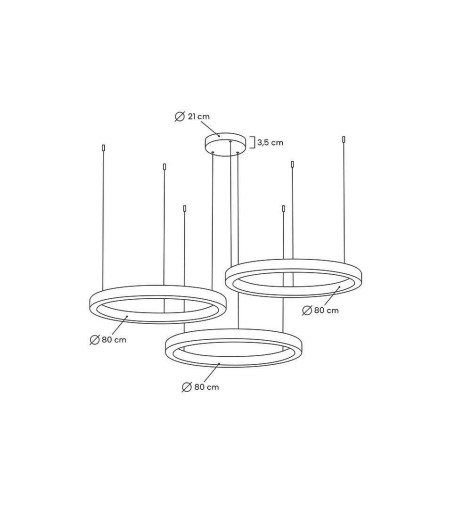 MOOSEE lampa wisząca RING 80 + 80 + 80    złota na jednej podsufitce