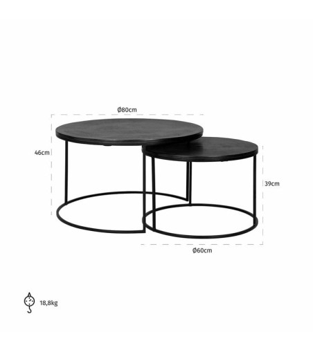 RICHMOND zestaw stolików BOLDER czarny