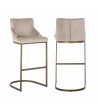 RICHMOND krzesło barowe BOLTON 76 khaki - welur, złota podstawa