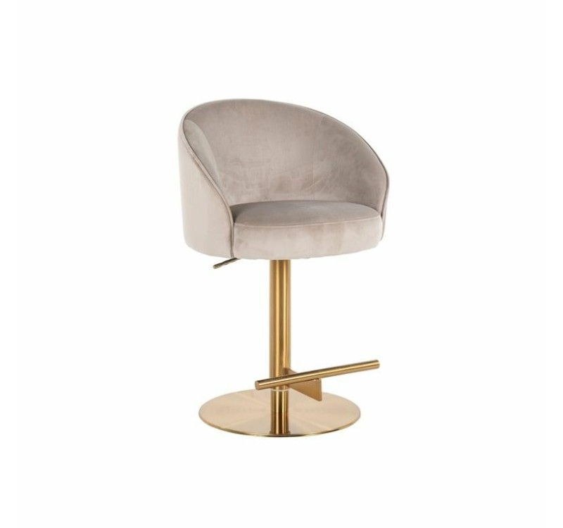 RICHMOND krzesło barowe ZABI regulowane - welur, złota podstawa