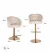 RICHMOND krzesło barowe ZABI regulowane - jasny szenil, złota podstawa