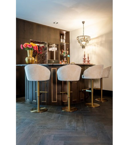 RICHMOND krzesło barowe ZABI regulowane - jasny szenil, złota podstawa