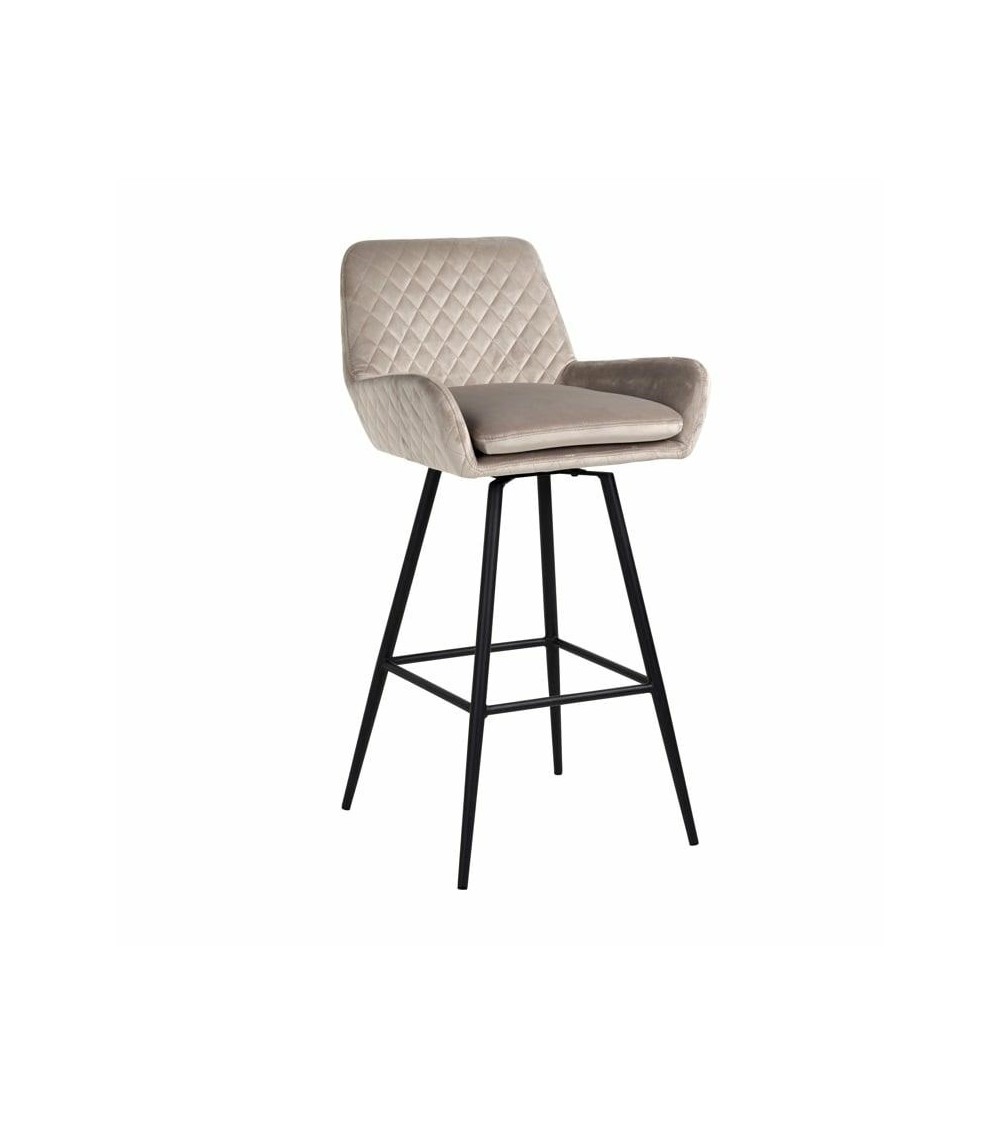 RICHMOND krzesło barowe LINSEY obrotowe - khaki, welur