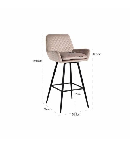 RICHMOND krzesło barowe LINSEY obrotowe - khaki, welur