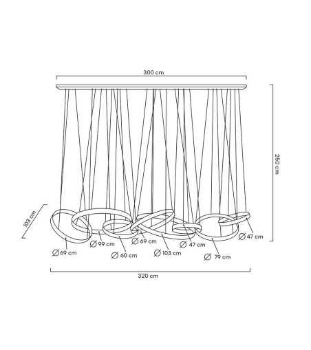 MOOSEE lampa wisząca LIBERTY LINE 8 złota