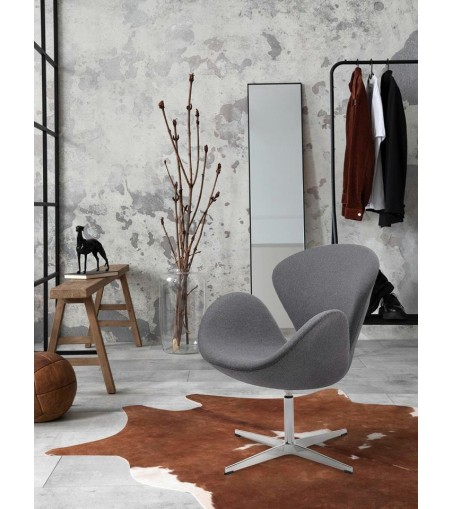 Fotel SWAN WOOL PREMIUM szary - wełna, podstawa stal