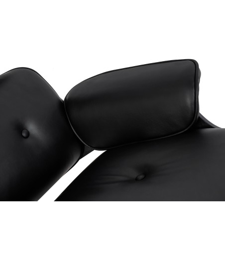 Fotel LOUNGE HM czarny / heban z podnóżkiem