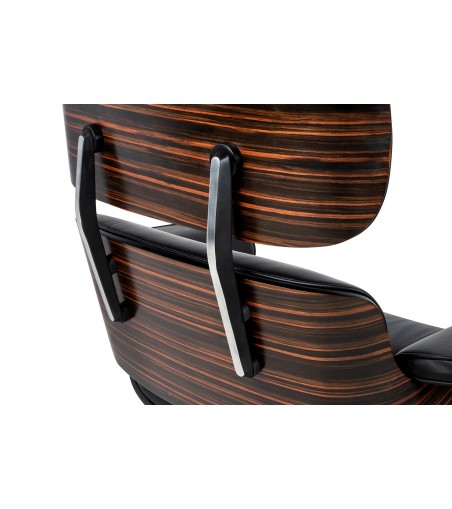 Fotel LOUNGE HM czarny / heban z podnóżkiem