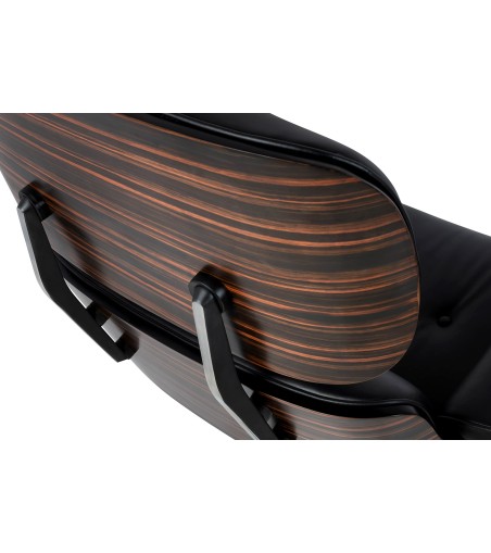 Fotel LOUNGE HM czarny / heban z podnóżkiem