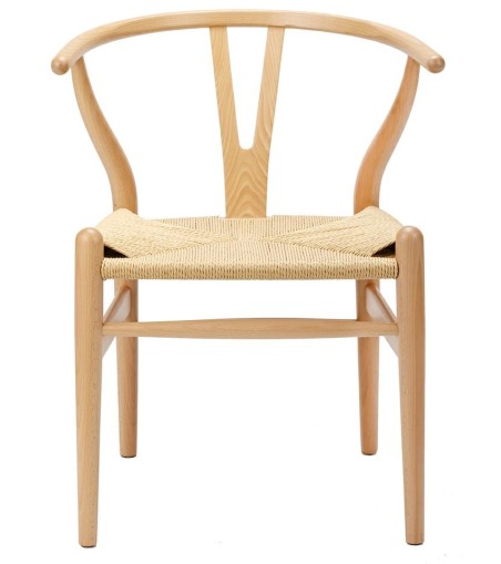 Krzesło WISHBONE natural - drewno bukowe, naturalne włókno