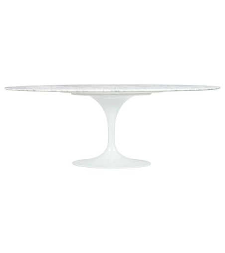 Stół TULIP ELLIPSE MARBLE CARRARA biały - blat owalny marmurowy, metal