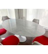 Stół TULIP ELLIPSE MARBLE CARRARA biały - blat owalny marmurowy, metal