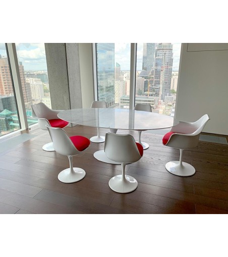 Stół TULIP ELLIPSE MARBLE CARRARA biały - blat owalny marmurowy, metal