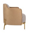 Fotel VENICE tkanina pepitka biało-brązowa - złota podstawa