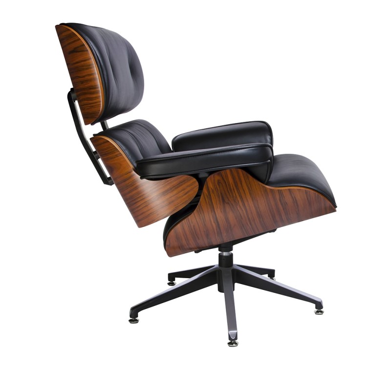 Fotel LOUNGE czarny / róża - skóra naturalna